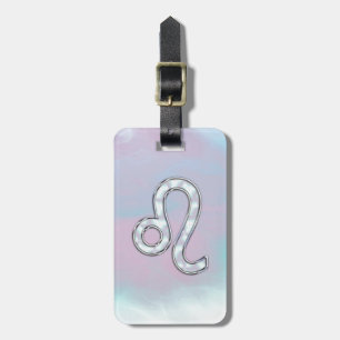 Leo Zodiac Symbol on Pastels Nacre Style Print Luggage Tag