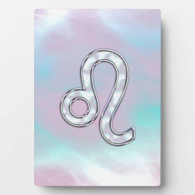 Leo Zodiac Symbol on Pastels Nacre Style Print Plaque (Front)