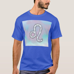 Leo Zodiac Symbol on Pastels Nacre Style Print T-Shirt