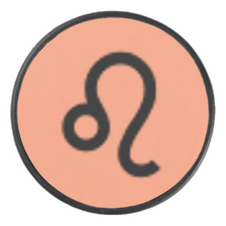 Leo Zodiac Symbol Standard by Kenneth Yoncich Hockey Puck