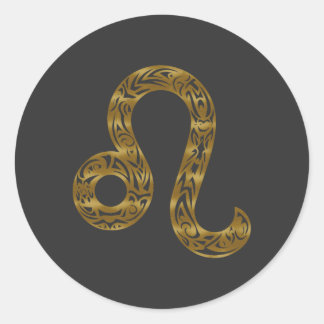 Leo Zodiac - Tribal Gold Classic Round Sticker