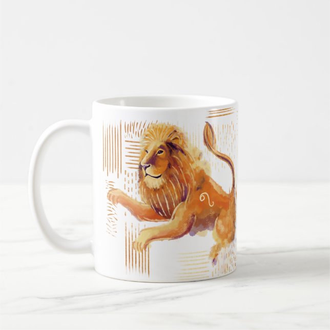Leo Zodiac Watercolour Birthday Mug (Left)