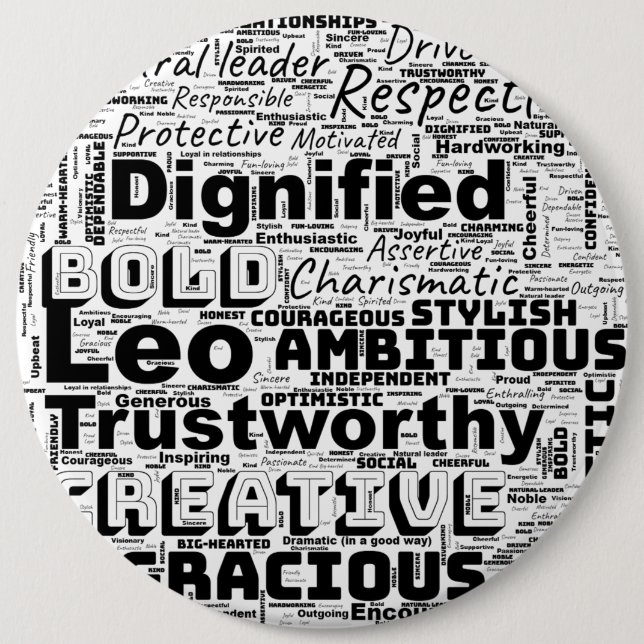 Leo Zodiac Word Cloud Inspiration 6 Cm Round Badge (Front)