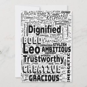 Leo Zodiac Word Cloud Spiral Invitation