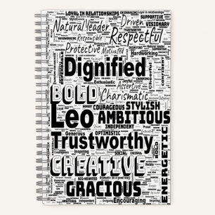 Leo Zodiac Word Cloud Spiral Planner Notebook