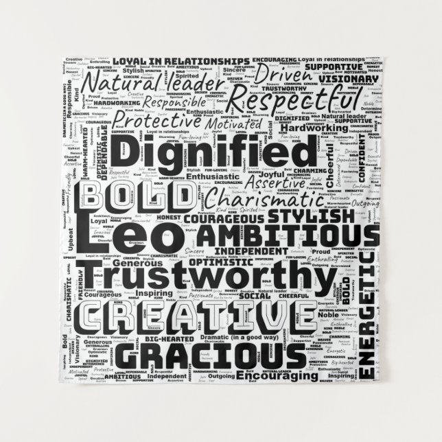 Leo Zodiac Word Cloud Tapestry (Front)