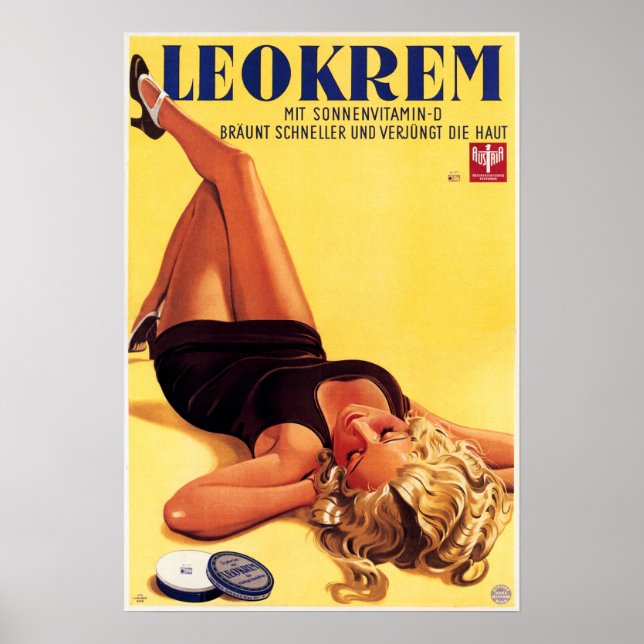 LEOKREM German Skin Care Cream Advertising Vintage Poster (Front)