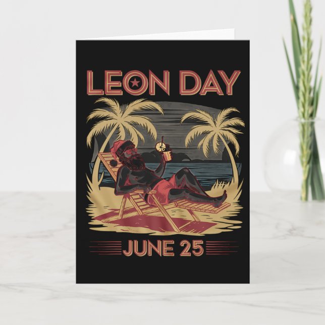 Leon Day June 25 Santa Beach 6 Months To Christmas Card (Front)