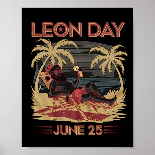 Leon Day June 25 Santa Beach 6 Months To Christmas Poster (Front)