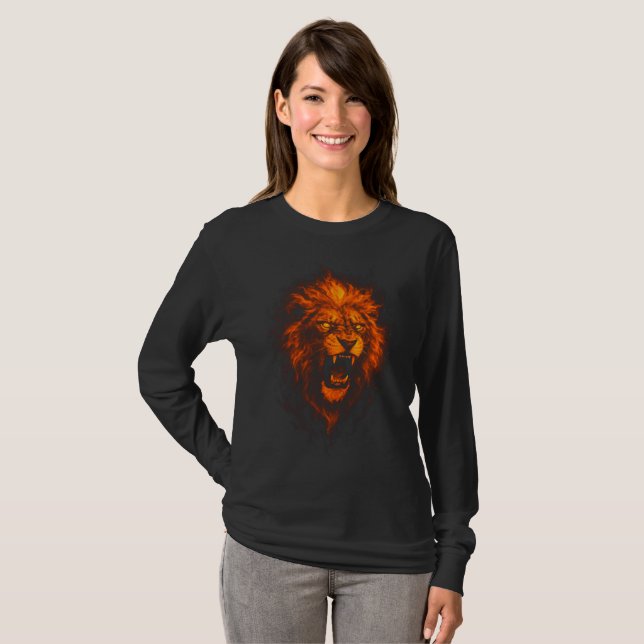 León de fuego Camiseta manga larga T-Shirt (Front Full)