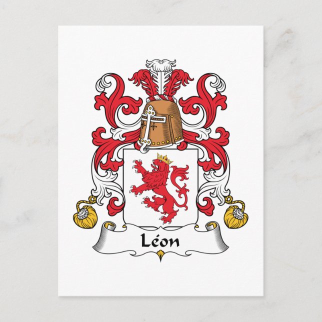 Leon Family Crest Postcard (Front)