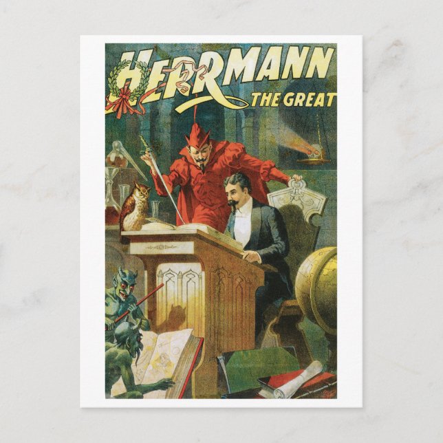 Leon Herrmann The Great ~ Vintage Magic Act Postcard (Front)