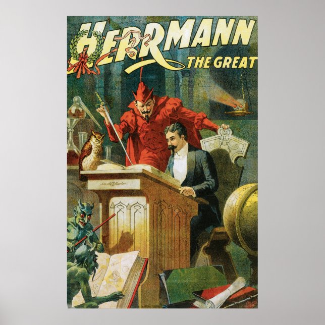 Leon Herrmann The Great ~ Vintage Magic Act Poster (Front)