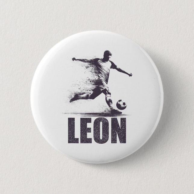 Leon Soccer Boys Personalized First Name Leon  6 Cm Round Badge (Front)