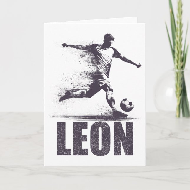 Leon Soccer Boys Personalized First Name Leon  Card (Front)