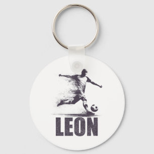 Leon Soccer Boys Personalized First Name Leon  Key Ring