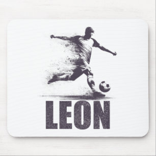 Leon Soccer Boys Personalized First Name Leon  Mouse Mat