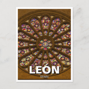 León Spain Cathedral Rose Window Postcard