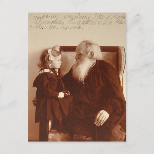 Leon Tolstoy with his granddaughter, Tatiana Postcard (Front)