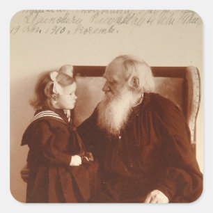 Leon Tolstoy with his granddaughter, Tatiana Square Sticker