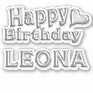 Leona Happy Birthday silver Sticker