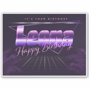 Leona Name Vorname lila retro Sticker Geburtstag