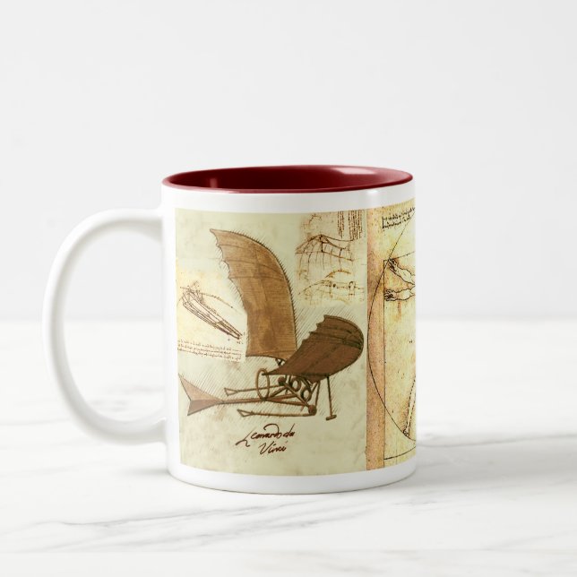 Leonado da Vinci Drawings 1 Two-Tone Coffee Mug (Left)