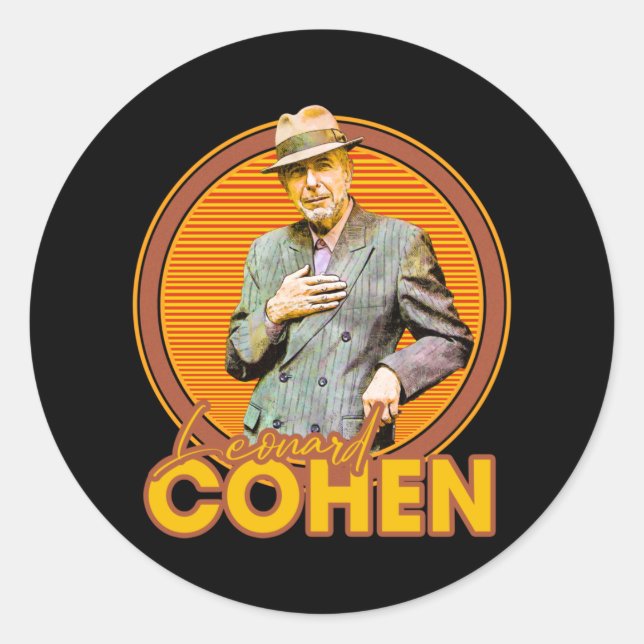 Leonard Cohen 70s Aesthetic Style Fan Art Classic Round Sticker (Front)