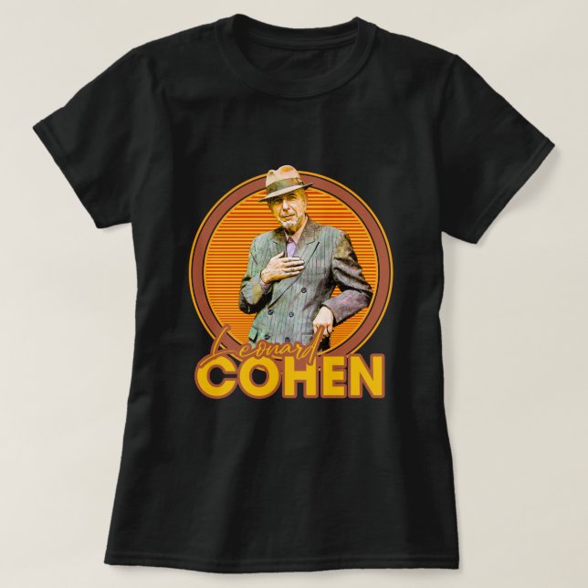 Leonard Cohen 70s Aesthetic Style Fan Art T-Shirt (Design Front)