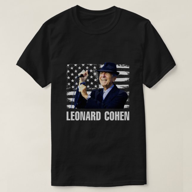 Leonard Cohen American Flag T-Shirt (Design Front)