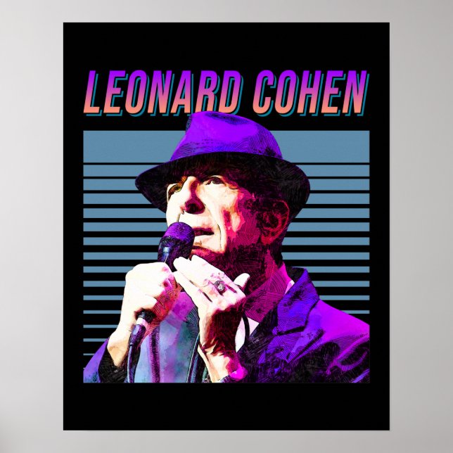 Leonard Cohen Faded 80s Vintage Aesthetic Design Poster (Front)