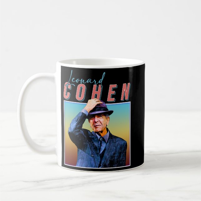 Leonard Cohen Retro Style Music Fan Gifts Coffee Mug (Left)