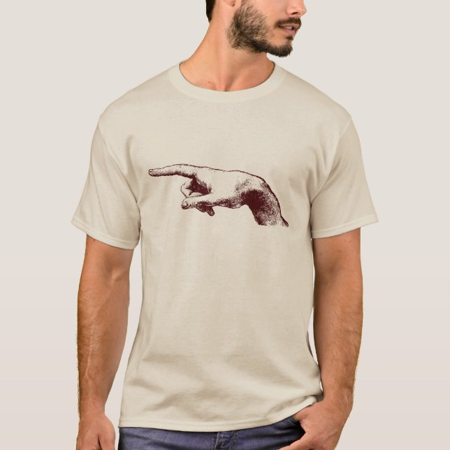 Leonard Da Vinci pointing finger t-shirt (Front)