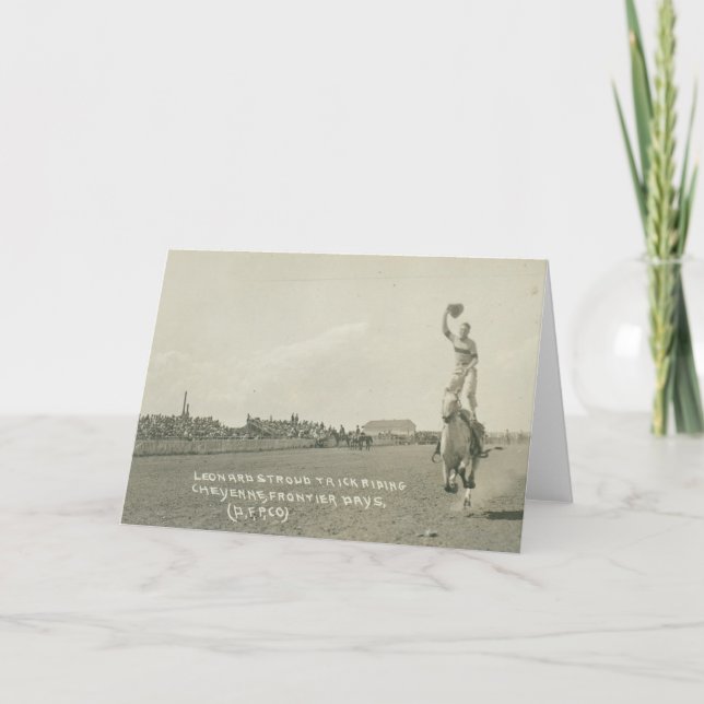 Leonard Stroud trick riding. Card (Front)