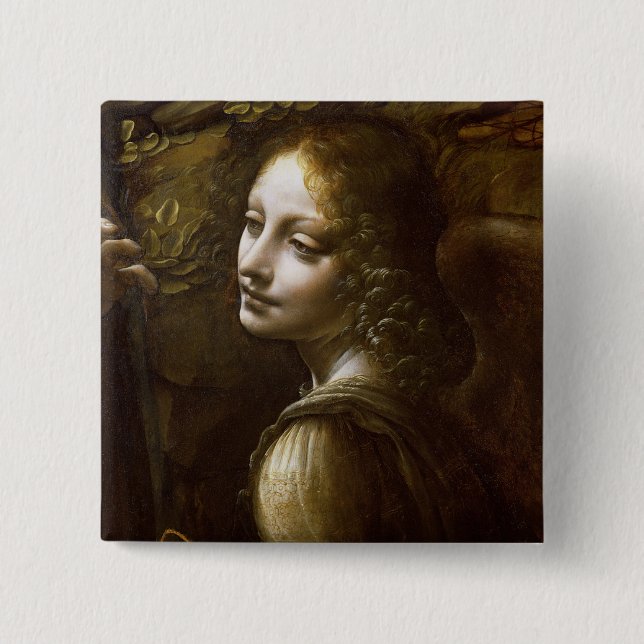 Leonardo Da Vinci - Detail Of The Angel 15 Cm Square Badge (Front)