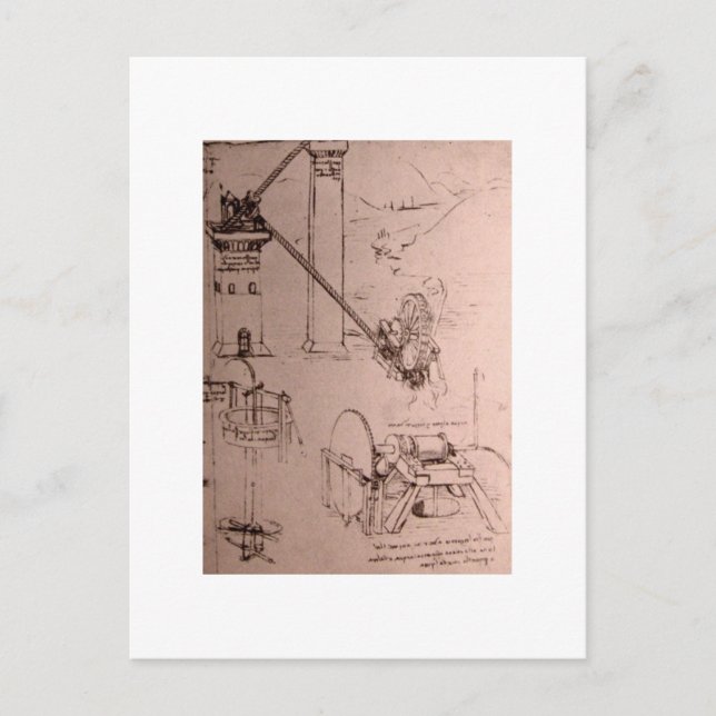 Leonardo da Vinci, drawings of machines Postcard (Front)