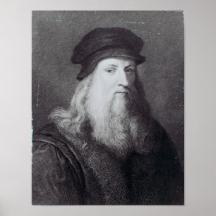 Leonardo da Vinci, engraved by Raphael Poster