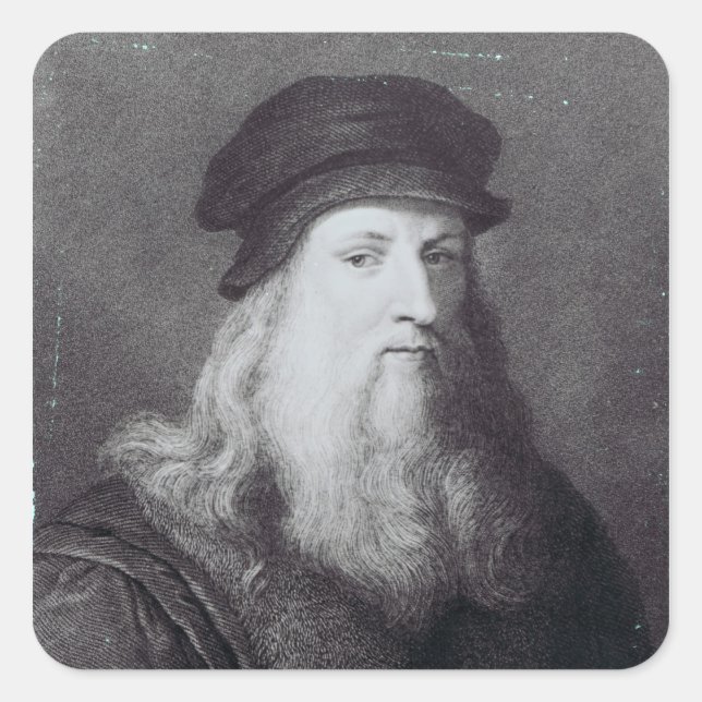 Leonardo da Vinci, engraved by Raphael Square Sticker (Front)