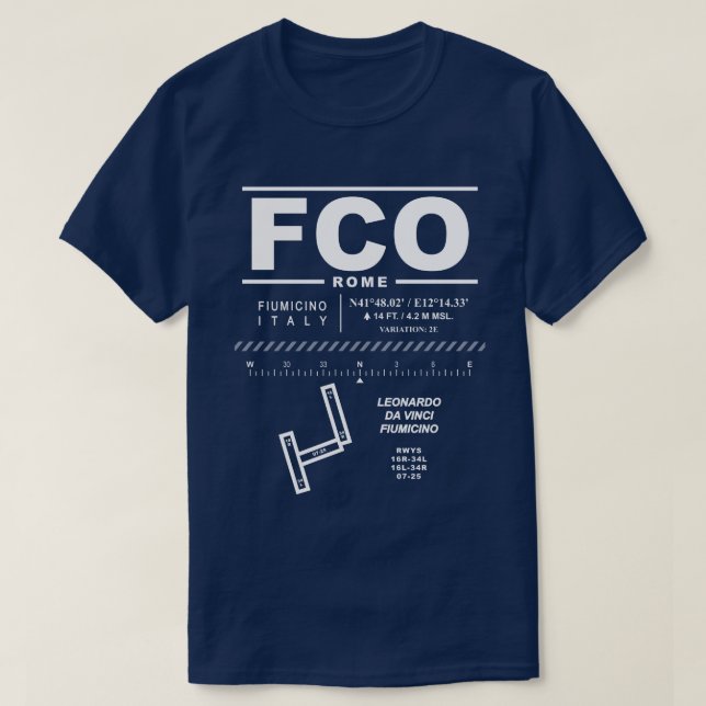 Leonardo da Vinci - Fiumicino Airport FCO T-Shirt (Design Front)