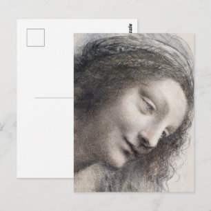 Leonardo da Vinci Head of the Virgin Sketch Art Postcard