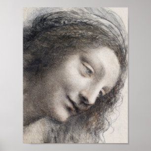 Leonardo da Vinci Head of the Virgin Sketch Art Poster