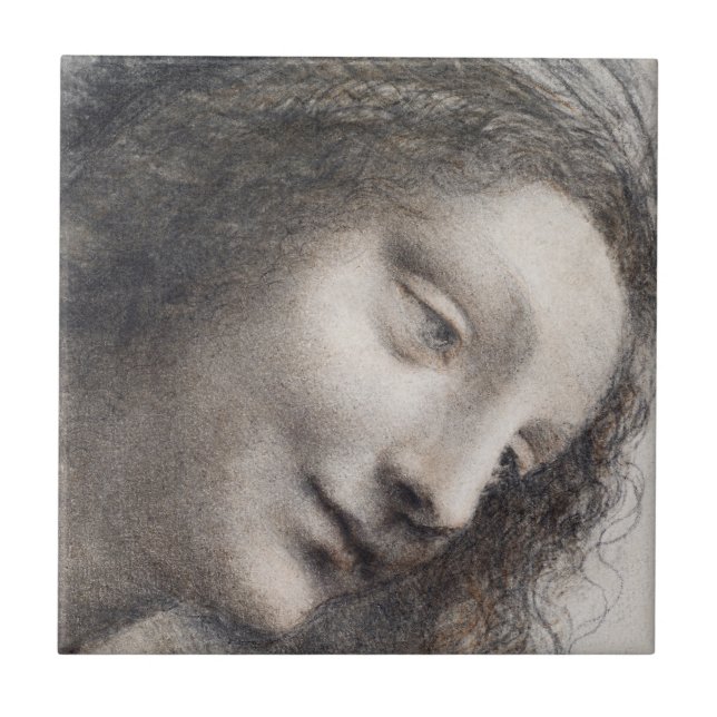 Leonardo da Vinci Head of the Virgin Sketch Art Tile (Front)