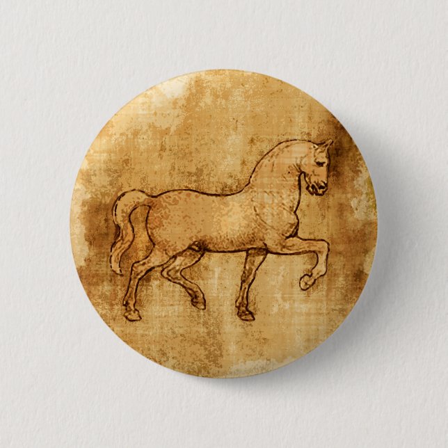 Leonardo Da Vinci Horse Art 6 Cm Round Badge (Front)