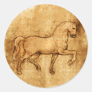 Leonardo Da Vinci Horse Art Classic Round Sticker