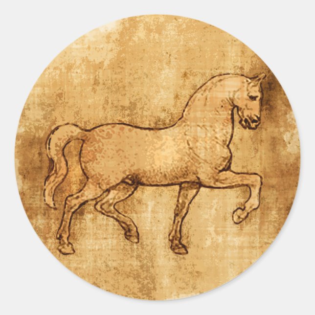 Leonardo Da Vinci Horse Art Classic Round Sticker (Front)