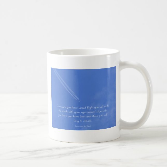 Leonardo Da Vinci inspirational flight quote Coffee Mug (Right)