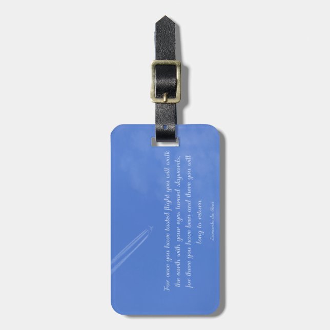 Leonardo Da Vinci inspirational flight quote Luggage Tag (Front Vertical)