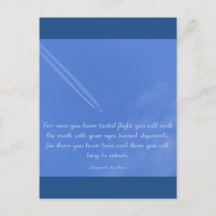 Leonardo Da Vinci inspirational flight quote Postcard
