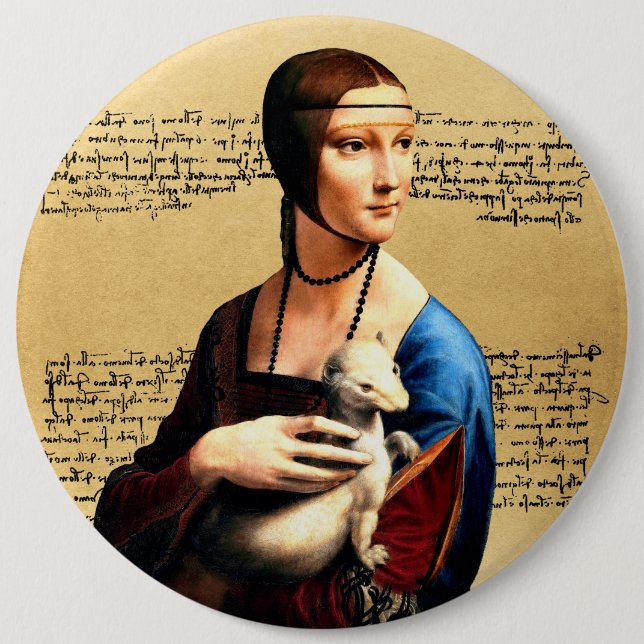 Leonardo da Vinci Lady with Ermine 6 Cm Round Badge (Front)