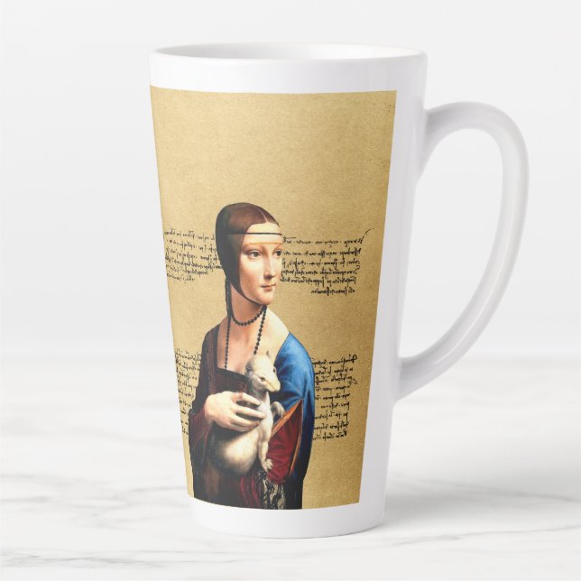 Leonardo da Vinci Lady with Ermine Latte Mug (Right)